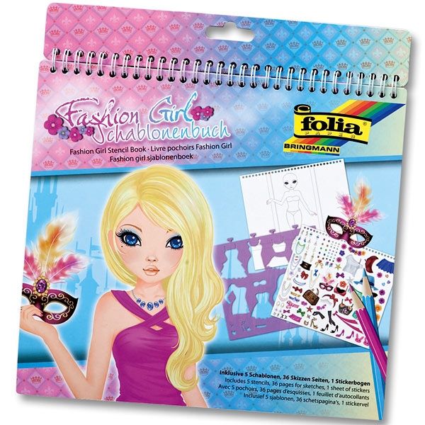 Schablonenbuch Fashion Girl: Sticker, Schablonen,Vorlagen, 26 × 28 cm von Folia Bringmann