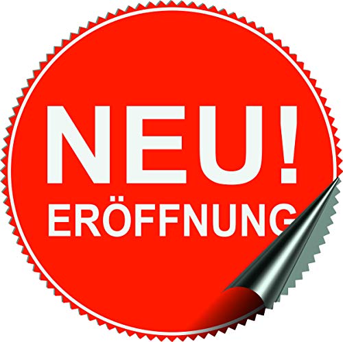 4 x Neueröffnung Rund Aufkleber Sticker gedruckt 50x50 cm von FolienArbeiter