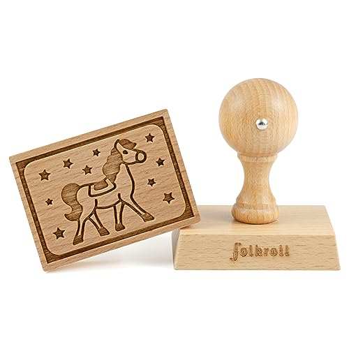 Folkroll Keksstempel Pony, 70x50 mm, Cookiestempel, Backstempel, Keks, Stempel, Motiv, Buchenholz, 336748 von Folkroll