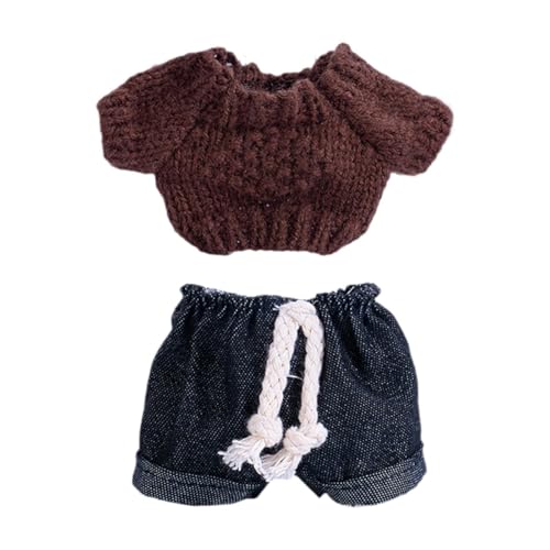 Folpus 15cm Mode Puppenkleidung Puppenzubehör Jeanshose Ersatz Gestrickte Kleidung Accessoire Mädchen Puppen Outfits Kinder Spielzeug, Dunkelbraun von Folpus