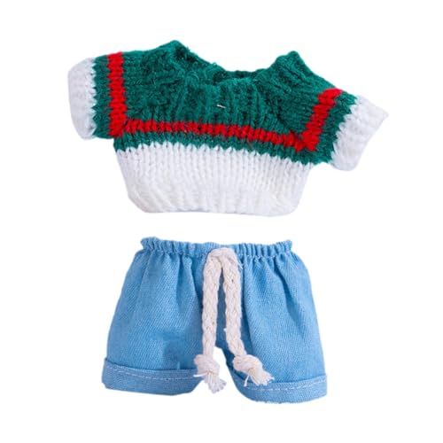 Folpus 15cm Mode Puppenkleidung Puppenzubehör Jeanshose Ersatz Gestrickte Kleidung Accessoire Mädchen Puppen Outfits Kinder Spielzeug, Grün Und Weiß von Folpus