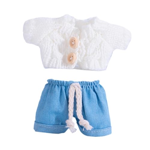 Folpus 15cm Mode Puppenkleidung Puppenzubehör Jeanshose Ersatz Gestrickte Kleidung Accessoire Mädchen Puppen Outfits Kinder Spielzeug, Weiß von Folpus