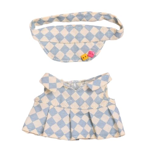 Folpus 15cm Plüsch Puppe Kleidung Kostüme Puppe Outifits Plaid Tennis Rock Set, BLAU von Folpus