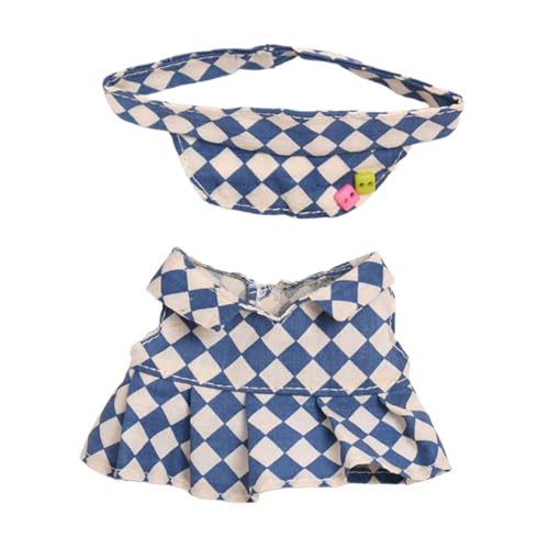 Folpus 15cm Plüsch Puppe Kleidung Kostüme Puppe Outifits Plaid Tennis Rock Set, Dunkel von Folpus