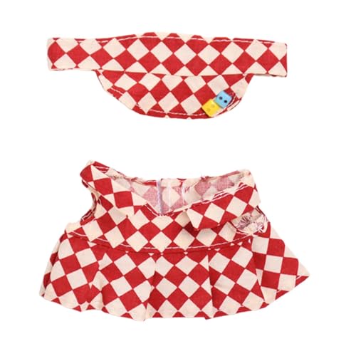 Folpus 15cm Plüsch Puppe Kleidung Kostüme Puppe Outifits Plaid Tennis Rock Set, ROT von Folpus