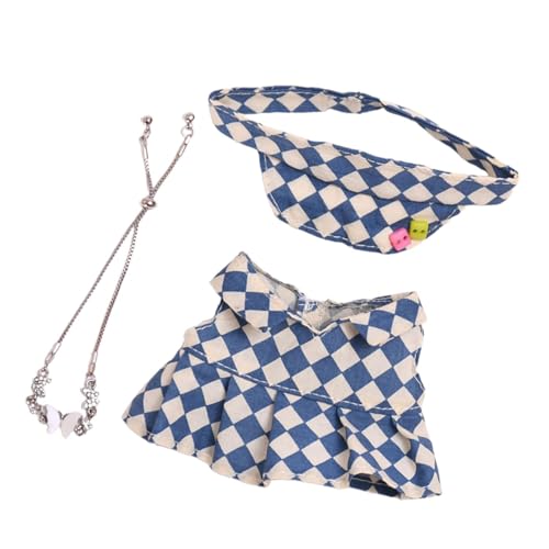 Folpus 15cm Plüsch Puppe Kleidung Kostüme Puppe Outifits Plaid Tennis Rock Set, dunkle Halskette von Folpus