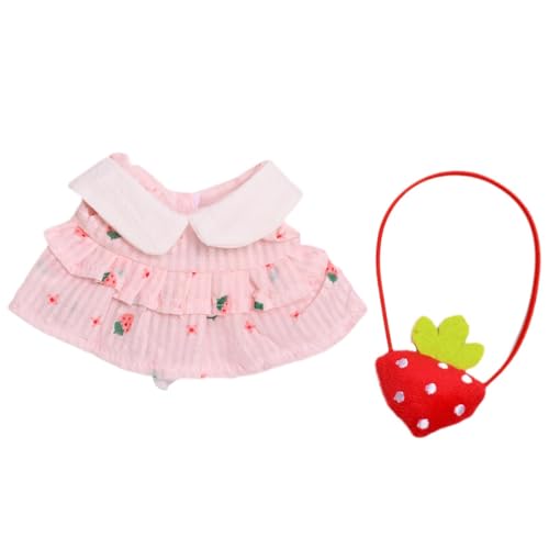 Folpus 2 Stück Puppenkleid und Tasche, handgefertigte Kleidung, Miniatur-Kleidung, Outfits für 8-Zoll-Puppen, Rosa von Folpus