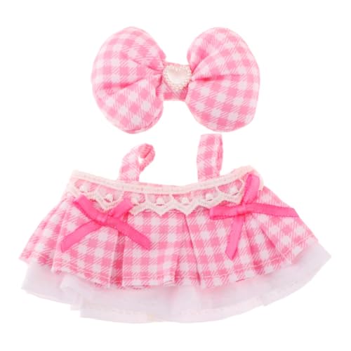 Folpus 2-teiliges Puppenkleid und Haarnadel-Kostümzubehör-Outfits, Miniatur-Kleidung für 15–17 cm große Puppen, Verkleidung, Rosa von Folpus