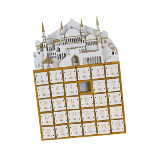 Folpus LED-Kalender aus Holz, Ramadan-Dekoration, Kunstdekoration, Tischdekoration, Festival-Atmosphäre, Beleuchtung für den Flur, Holz von Folpus