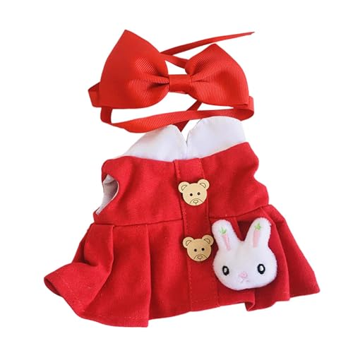 Folpus Plüschfigur Kleid Kleidung Anziehen Lernkleidung Puppen selber Machen für 20cm Puppen, Rotes Kleid von Folpus