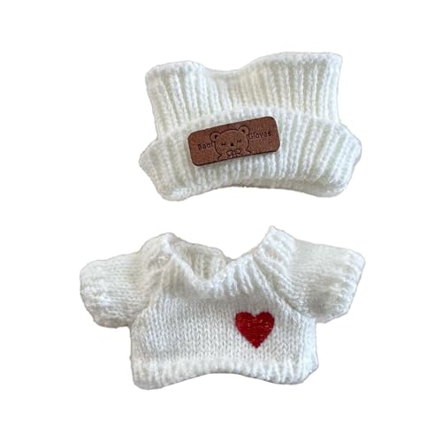 Folpus Plüschfigur Pullover mit Mütze Kleidung DIY Lernspielzeug für Kinder Mode Foto-Requisiten Verkleidungskostüme für 15 cm große Puppen, Weißer Hut von Folpus