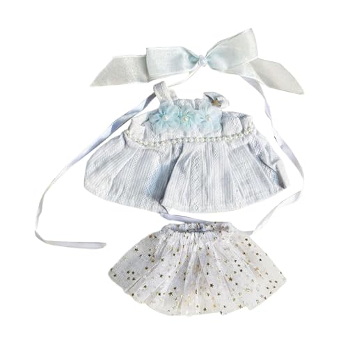 Folpus Plüschpuppenkleid, Kleidung für 20 cm große Puppen, Kostüme, Plüschpuppenzubehör, Haar-Accessoire, Blau von Folpus