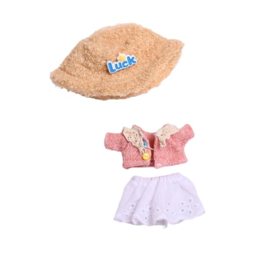 Folpus Puppenmantel und kurzer Rockanzug, Kostümaccessoire, handgefertigte Kleidung, Puppenkleidung für 15cm Puppen, Verkleiden, 3 Stück von Folpus