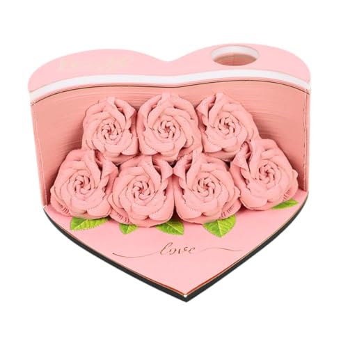 Folpus Rosen-Notizblock, 3D-Notizblock, 156 Seiten, Papierschnitzerei, Kunstornament, zerreißbare Papierskulptur, Notizblock, Notizblock für den Schreibtisch, Rosa von Folpus