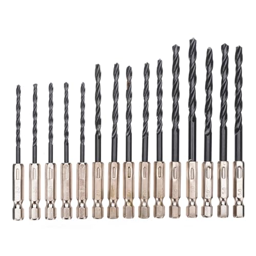 15 Teile/Satz 3 mm 4 mm 5 mm 1/4 Zoll HSS-Schnellarbeitsstahl Titanbeschichtetes Bohrer-Bit-Set Sechskantschaft-Schraubendreher-Spiralbohrer von FonFou