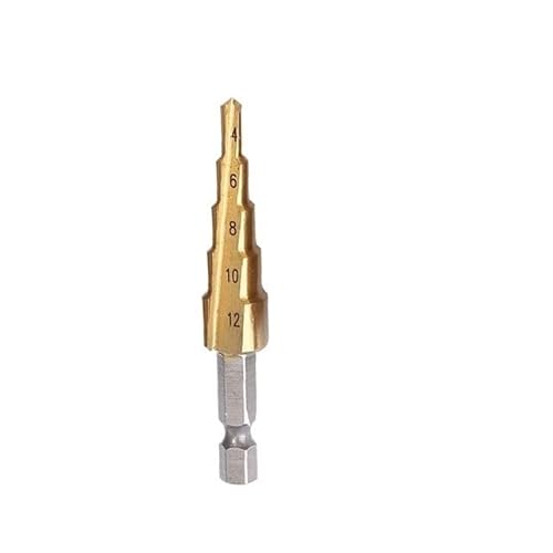 3-12 4-12 mm HSS-Titan-Stufen-Pagodenbohrer Konischer Bühnenbohrer for Metall-Holz-Hochgeschwindigkeits-Stufenbohrer-Set Elektrowerkzeuge(4-12) von FonFou