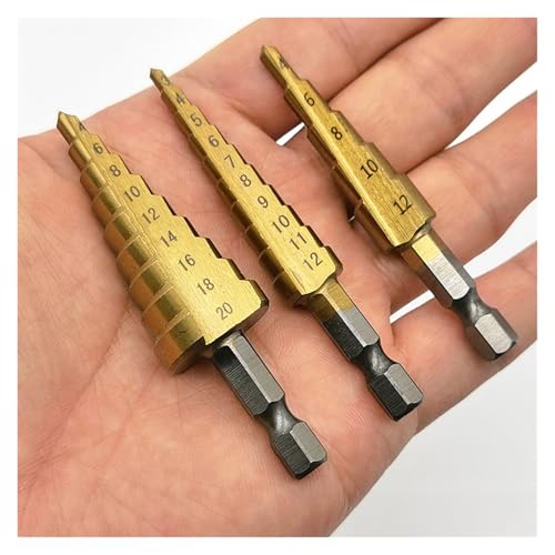 3 Teile/satz 3-12mm/4-12mm/4-20mm HSS Gerade Nut Stufenbohrer Titanbeschichtetes Holz Metall Lochschneider Kernbohrwerkzeuge Set von FonFou