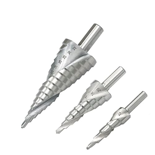 4-12 4-20 4-32 6-60 mm Pagodenbohrer Schraubenbohrer Kernbohrwerkzeug Schnellarbeitsstahl HSS Spiralrillenmetall Stahl Stufenbohrer(3pcs) von FonFou