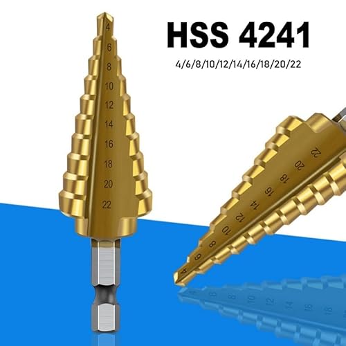 4-22 HSS-Stufenbohrer, gerade Nut, titanbeschichtetes Holz, Metall, Lochschneider, 4241 Hochgeschwindigkeitsstahl-Kernbohrer von FonFou