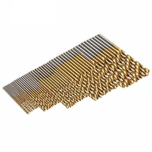 50 STÜCKE Titanbeschichtetes HSS-Schnellarbeitsstahl-Bohrer-Set Werkzeug 1/1,5/2 / 2,5/3 mm Gold/Splitter-Bohrer-Werkzeuge Elektrowerkzeug-Zubehör(Gold) von FonFou