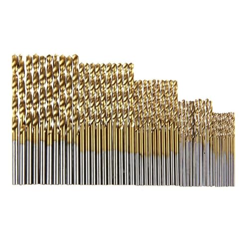 50 teile/satz 1/1,5/2/2,5/3mm HSS Titanbeschichtete Bohrer Hochgeschwindigkeitsstahl Bohrer Set Werkzeug Elektrowerkzeuge(Gold) von FonFou