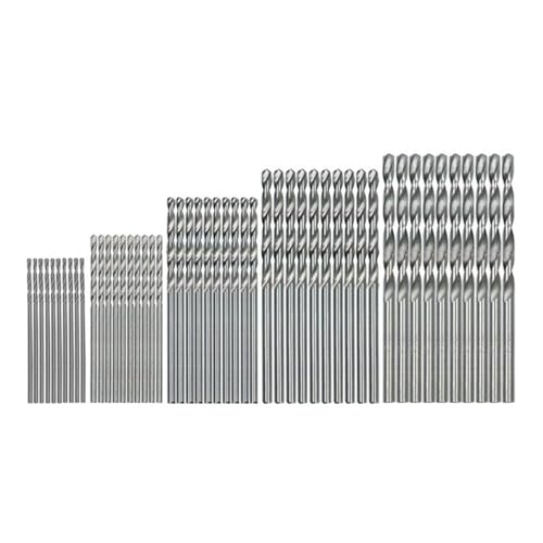 50 teile/satz 1/1,5/2/2,5/3mm HSS Titanbeschichtete Bohrer Hochgeschwindigkeitsstahl Bohrer Set Werkzeug Elektrowerkzeuge(Silver) von FonFou