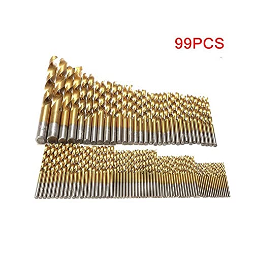 99Pcs HSS Titanium Coated Bohrer Krachtige Bohrer Set for Metall Stahl Holzbearbeitungswerkzeuge von FonFou