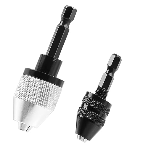 Fongmore 2 Stück 1/4 Zoll Sechskantschaft Keyless Bohrfutter Bit Schnellwechsel Konverter Verlängerung Schraubendreher Bohrer Adapter Schlagbohrwerkzeug 0,3-6,5 mm 0,3-3,6 mm von Fongmore