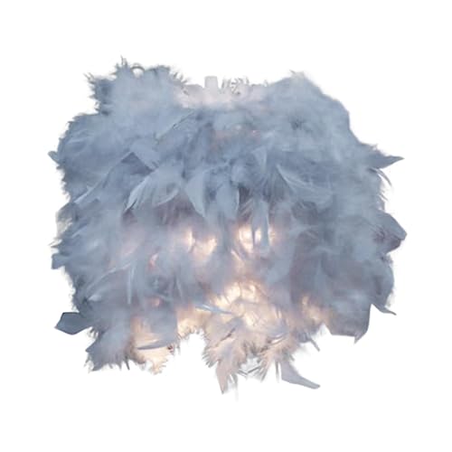 Fonowx Federn Lampenschirm, Moderne Pendelleuchte, Makramee Hängeleuchte Schirm, Kronleuchter-Lampenabdeckung, Lamp Shade Feather für Tischlampe Schlafzimmer Wohnzimmer Zuhause Party, grau s von Fonowx