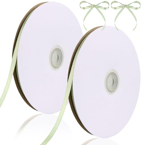 182 Meter Satinband 6mm Schleifenband Grün 2 Rollen geschenkband Grün für Hochzeit Deko, Geburtstag Deko und Geschenkverpackung (Grün) von Fonyet