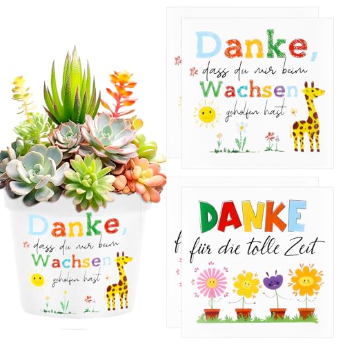 4 Stück Aufkleber Danke Aass du Mir Beim Wachsen Geholfen Hast Danke Aufkleber für Blumentopf Abschiedsgeschenk Erzieherin Kindergarten Abschiedsgeschenk, Erzieherin Geschenk von Fonyet