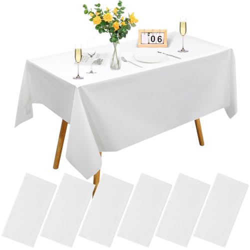 Einweg Tischdecke Weiß 6 Stück Tischdecke Bierzeltgarnitur 137 x 274 cm Plastik Tischdecken Biertisch Tischdecke für Party, Hochzeit, Feste, Grillen, Picknick von Fonyet