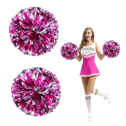 Fonyiunce 2 Stück Cheerleading Pompons, Bright Metallic Cheers Ball, Cheers Ball Pompoms, Pom Poms Cheerleading mit Griffen Pom für für Sportwettbewerb Tanzen Cheers Erwachsene Kinder von Fonyiunce