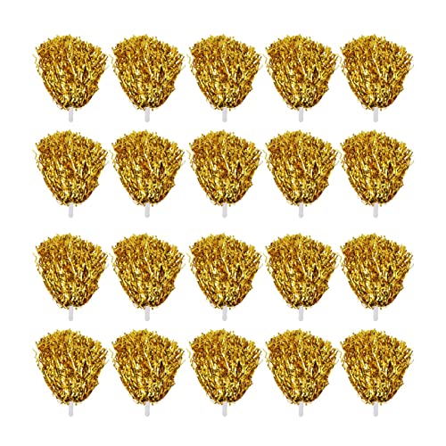 20 Stück Cheering Squad Handblumen, Handgehaltene Pom Poms Cheerleading, Cheer Pom Poms mit Griff, Cheerleading Pom Poms mit Stabgriff, Cheerleading Pompons für Sportpartys, Bühnenshows(Gold) von Fonzci