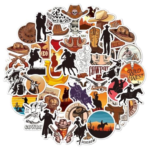 Fopytu 100 Pcs Klassische Kunstaufkleber Western Cowboy -Sticker Vinyl wasserdichte Aufkleber Für Laptop -Skateboard -gepäckphelze von Fopytu