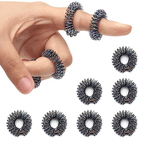 Fopytu 10 Stück Stachelige Sensorische Fingerringe, Massage-Finger-akupressur-Ring-Set, Fidget-Massage-Spielzeug Für Kinder, Teenager, Erwachsene von Fopytu