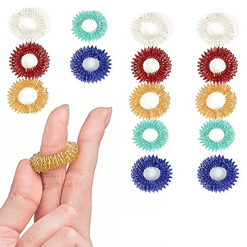 Fopytu 15-teiliges, Stacheliges Sensorisches Fingerring-Set, Massage-Finger-akupressur-Ring-Set, Fidget-Massage-Spielzeug Für Kinder, Teenager, Erwachsene von Fopytu