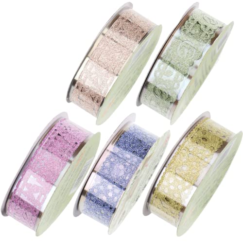 Fopytu 5 Pcs Spitzen Washi Tape Klebstoff Klebeband DIY Album Dekoratives Band Stationerie Scrapbooking Sticker Aufkleber von Fopytu