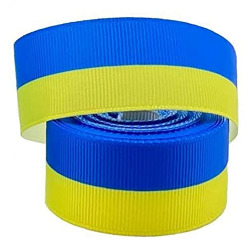 Fopytu Ukrainisches Flaggenband, 5 Yards, ukrainisches gelb-blau gestreiftes Rippenband für Haarschleifen, Basteln, Nähen, Geschenkverpackungszubehör von Fopytu