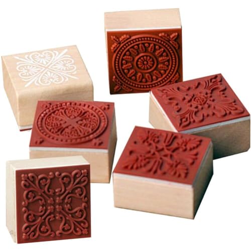 Holzstempel Stempel 6pcs Blumenspitzenmuster Stempel Dekorative Holzstempel Für DIY -bastelkarte Und Scrapbooking von Fopytu