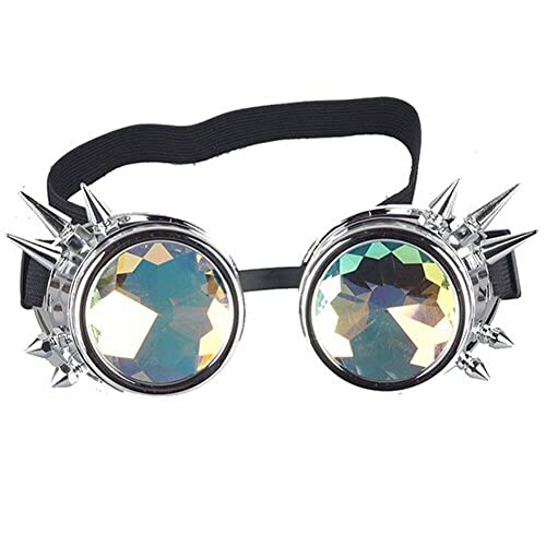 Kaleidoskop Steampunk Schutzbrille Rave -Brille Regenbogenkristallglaslinse Für Frauen Männer Für Halloween Festival Party Cosplay Accessoires von Fopytu