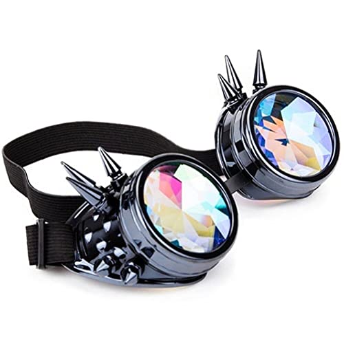 Kaleidoskop Steampunk Schutzbrille Rave -Brille Regenbogenkristallglaslinse Für Frauen Männer Für Halloween Festival Party Cosplay Accessoires von Fopytu