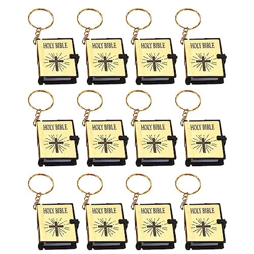 Mini Bibelschlüsselkette, 12 Pcs Winzige Bibeln Für Kinder Mini Bibelschlüsselketten Handtasche Anhänger Für Jesu Taufe Religiöse Kirche Souvenir Geschenk von Fopytu