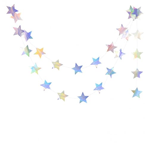 Schillernder Star Banner Flagge Metallic Holographic Paper Wimpel Girland Für Geburtstag Hochzeit Babyparty Party Dekorationen von Fopytu