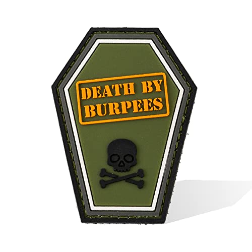 Patches Klett - PVC Patch für taktische Rucksäcke und Westen Cross Training und Fitnessstudio - Aufnäher mit Klettverschluss - Militär Patch Klett - Death By Burpees geprägter Klettaufnäher Zubehör von Foratos