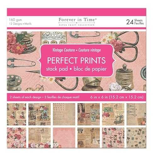 Perfect Prints Scrapbook Papier Stapel Block – Vintage Couture – 30 Blatt von Forever in Time