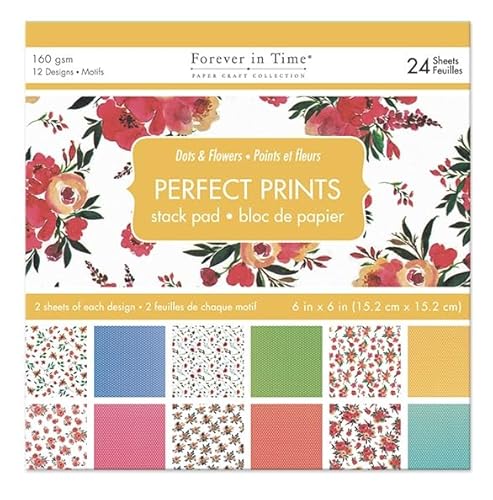 Perfect Prints Scrapbook-Papier-Stapelblock, Blumen und Punkte, 30 Blatt von Forever in Time