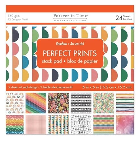 Perfect Prints Scrapbook-Papier-Stapelblock, Regenbogenfarben, 30 Blatt von Forever in Time