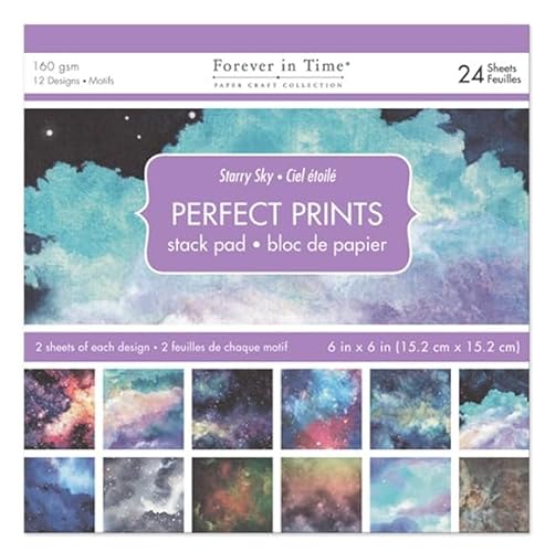 Perfect Prints Scrapbook-Papier-Stapelblock, Sternenhimmel, 30 Blatt von Forever in Time