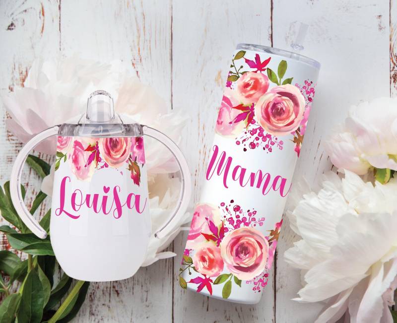 Personalisierte Tumbler, Personalisierte Sippy Cup, Baby-Geschenk, Baby-Dusche-Geschenk, Mädchen Mama Und Mini-Set von ForeverPersonalized0